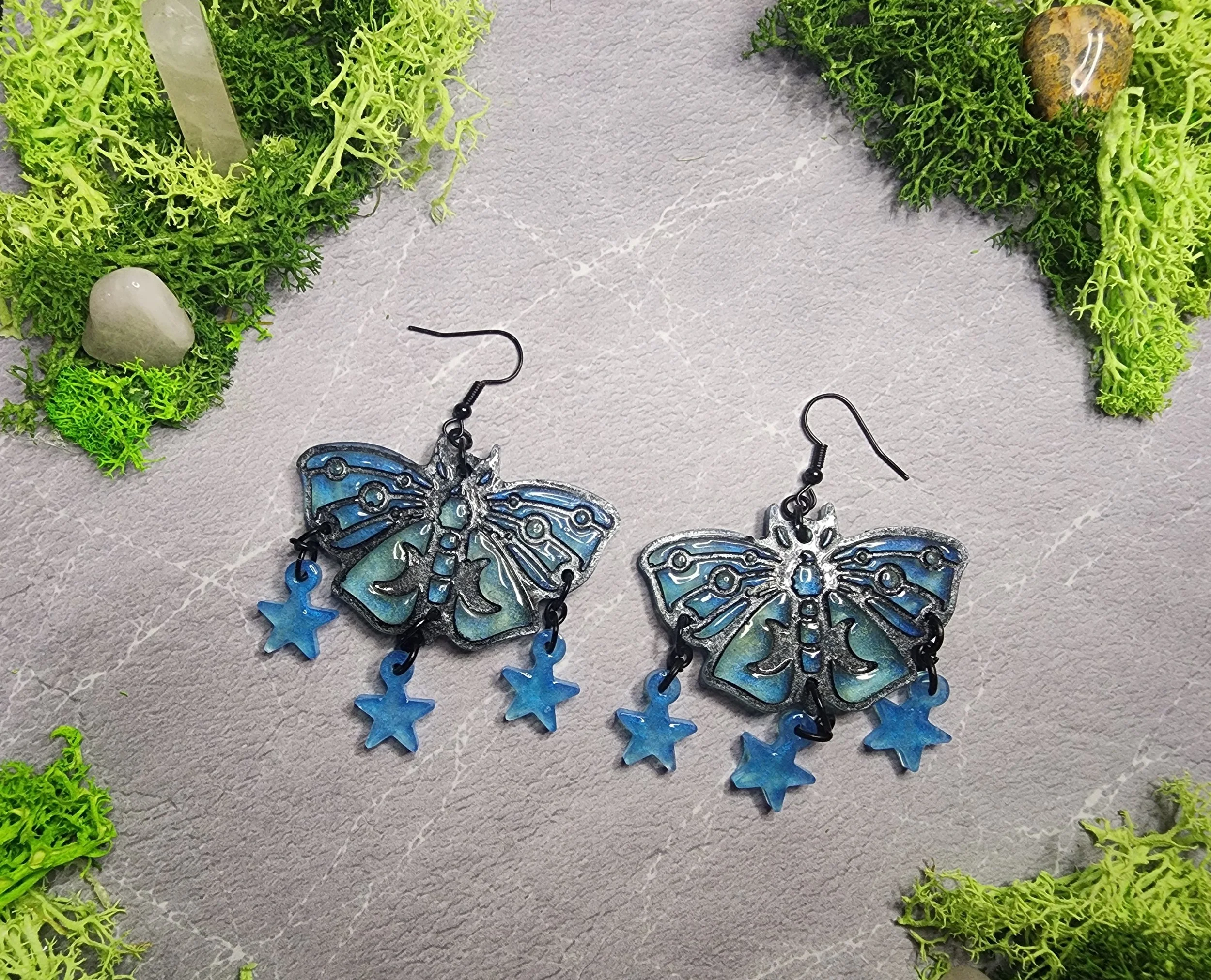 Starlit Luna Moth Earrings