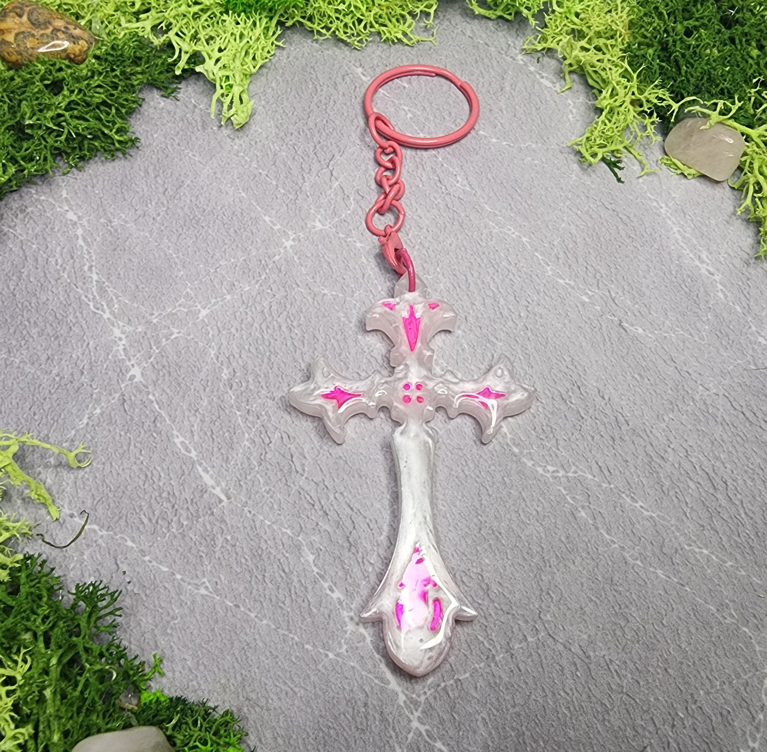 Pink Cross Keychain