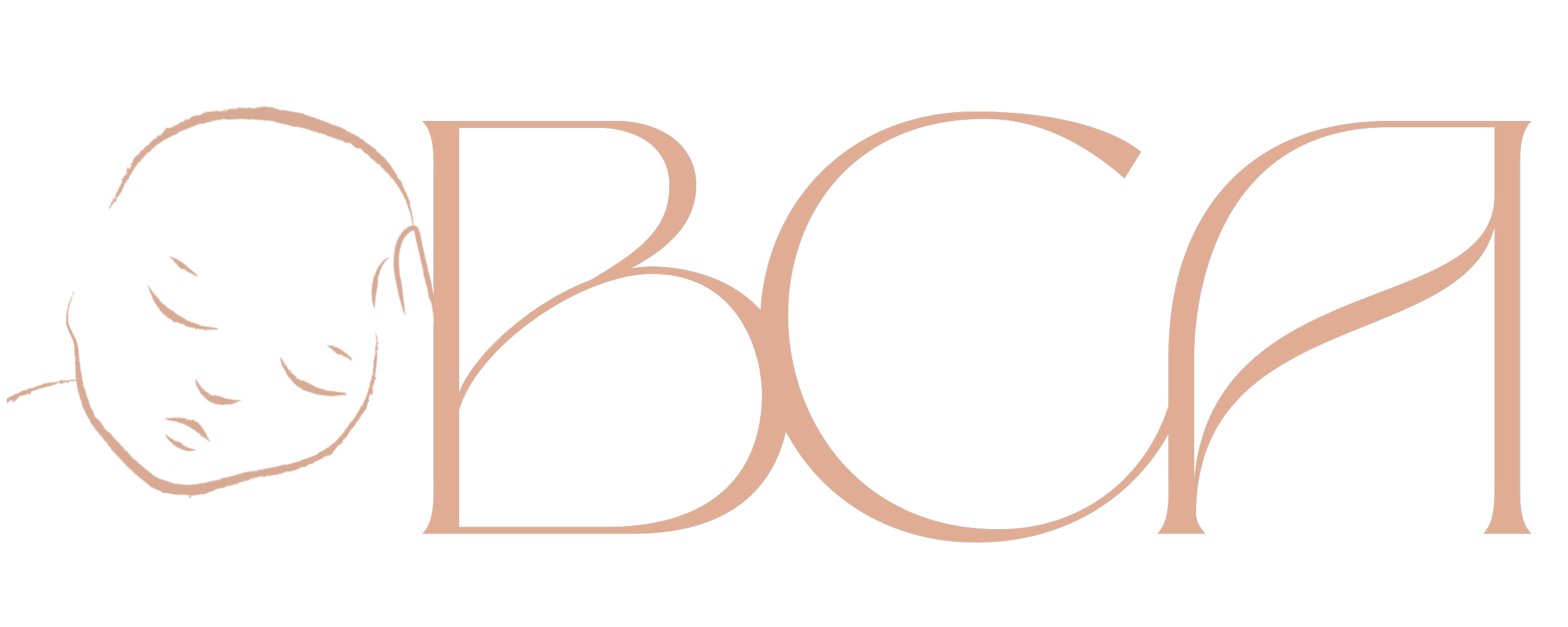Stylized logo with a minimalist line drawing of a baby's face and the text 'BGC' next to it.