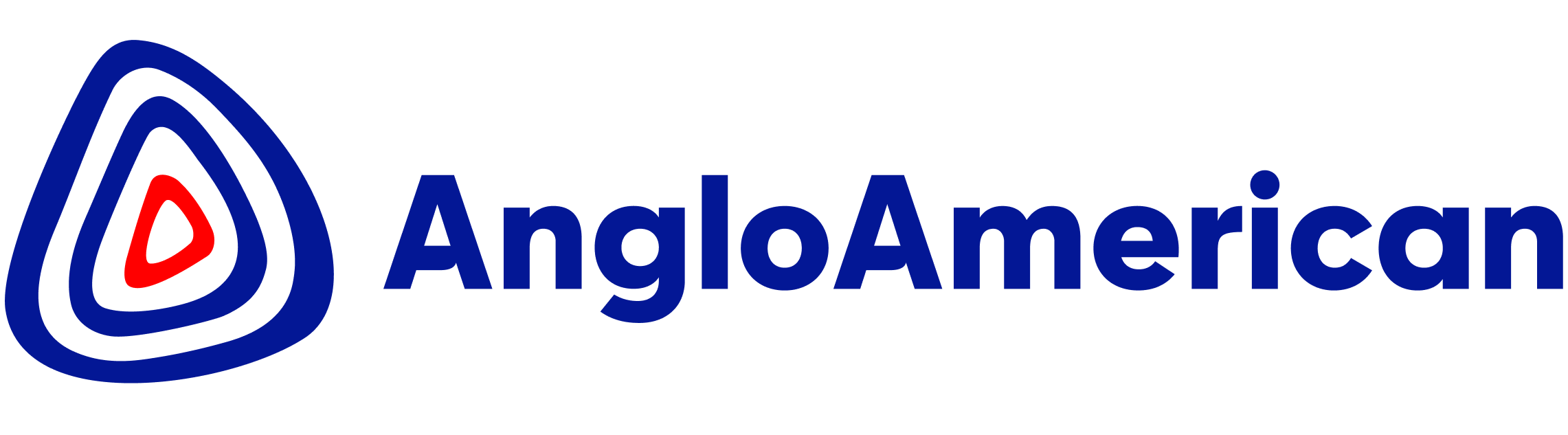 Logo with a stylized red, black, and blue concentric triangle and the text 'AngloAmerican' in blue.