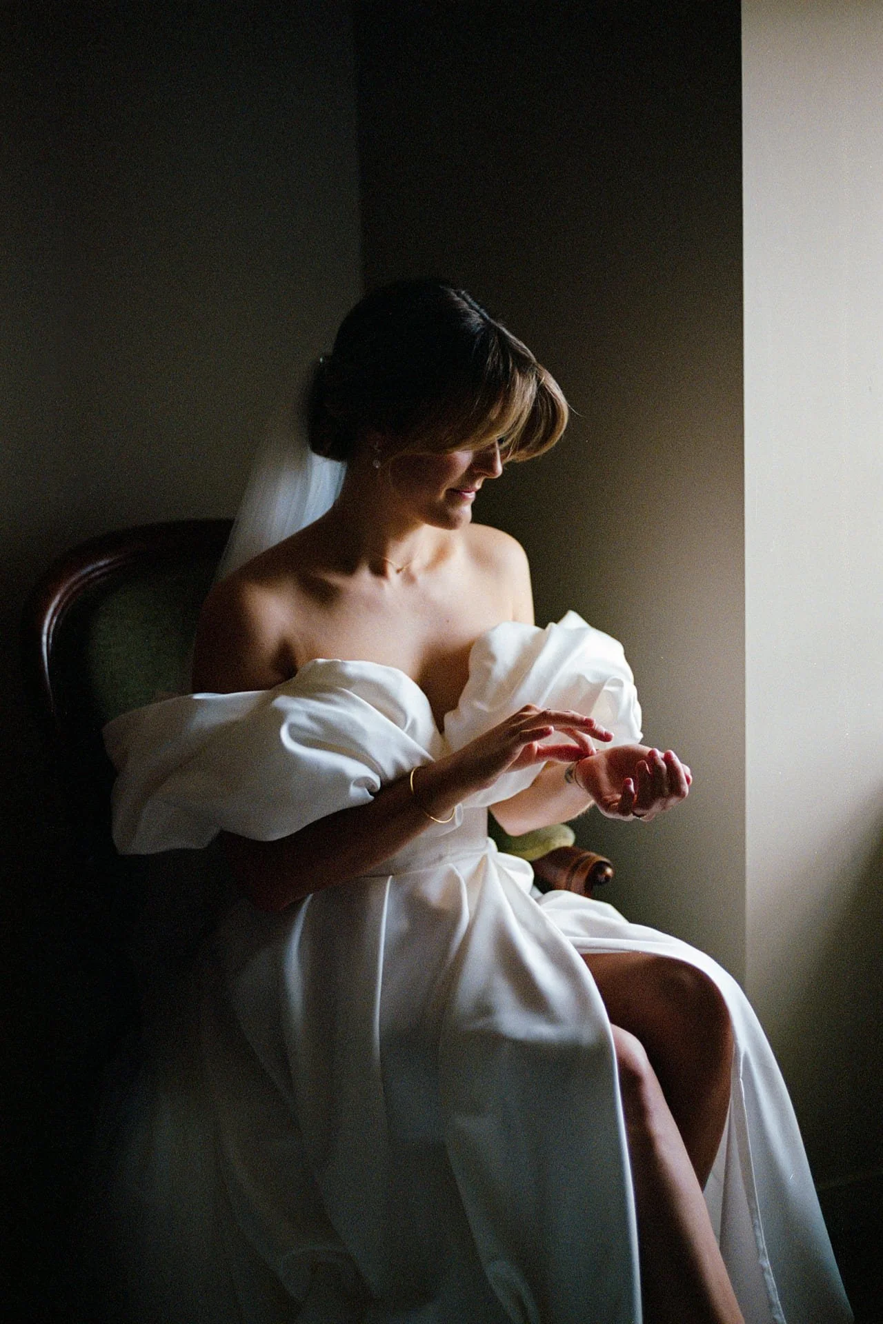 portrait de mariée en argentique