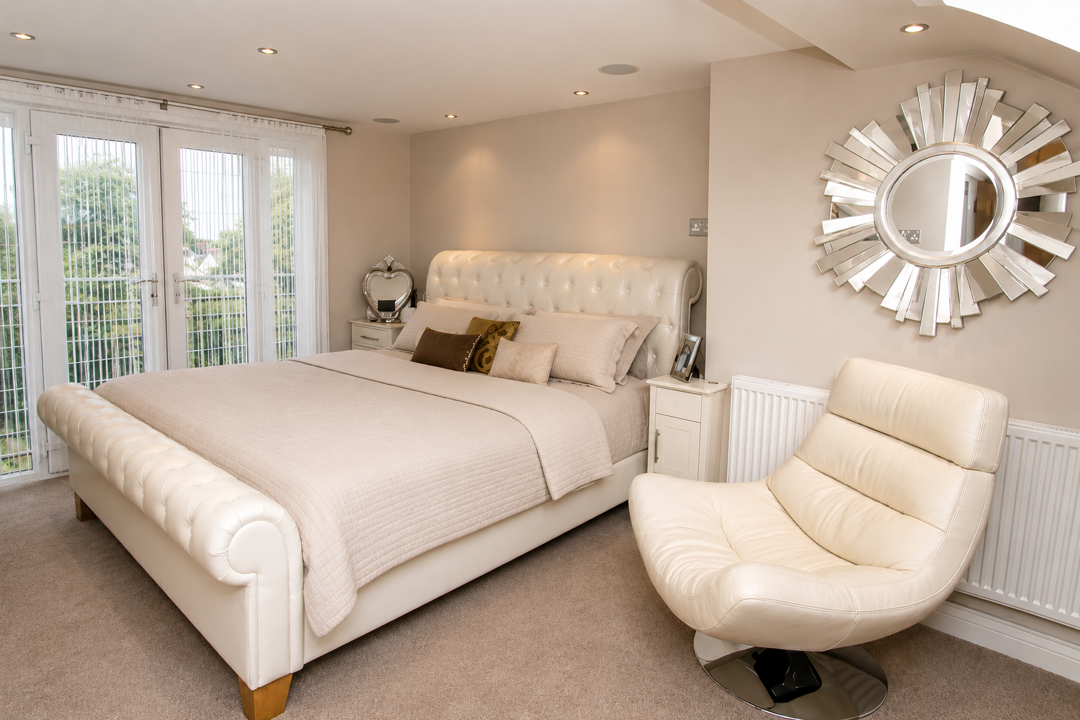 Completed bedroom in loft conversion and renovation in Wirral with a bright contemporary interior