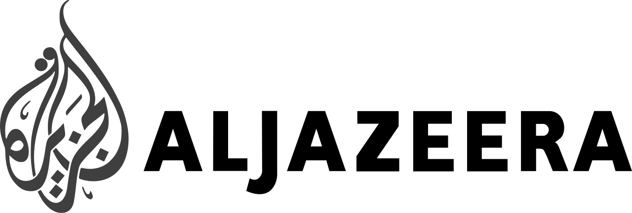 Al Jazeera logo in black and white.