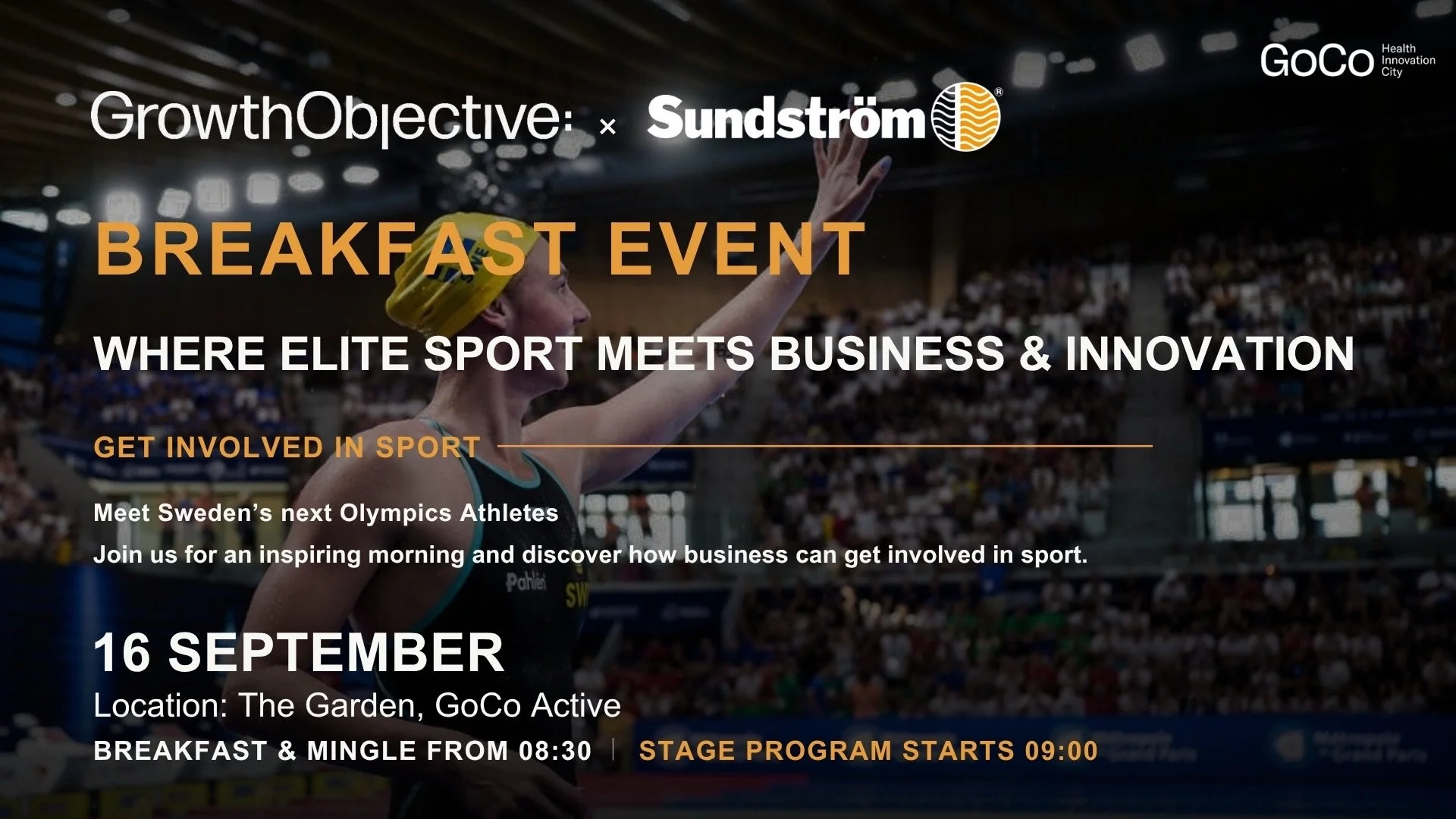 Growth Objective &times; Sundstr&ouml;m Safety

On September 16th, we&rsquo;re inviting you to breakfast at @gocohealthinnovationcity - bringing elite sport and business together.

Come meet the Growth Objective team including our Swedish and interna