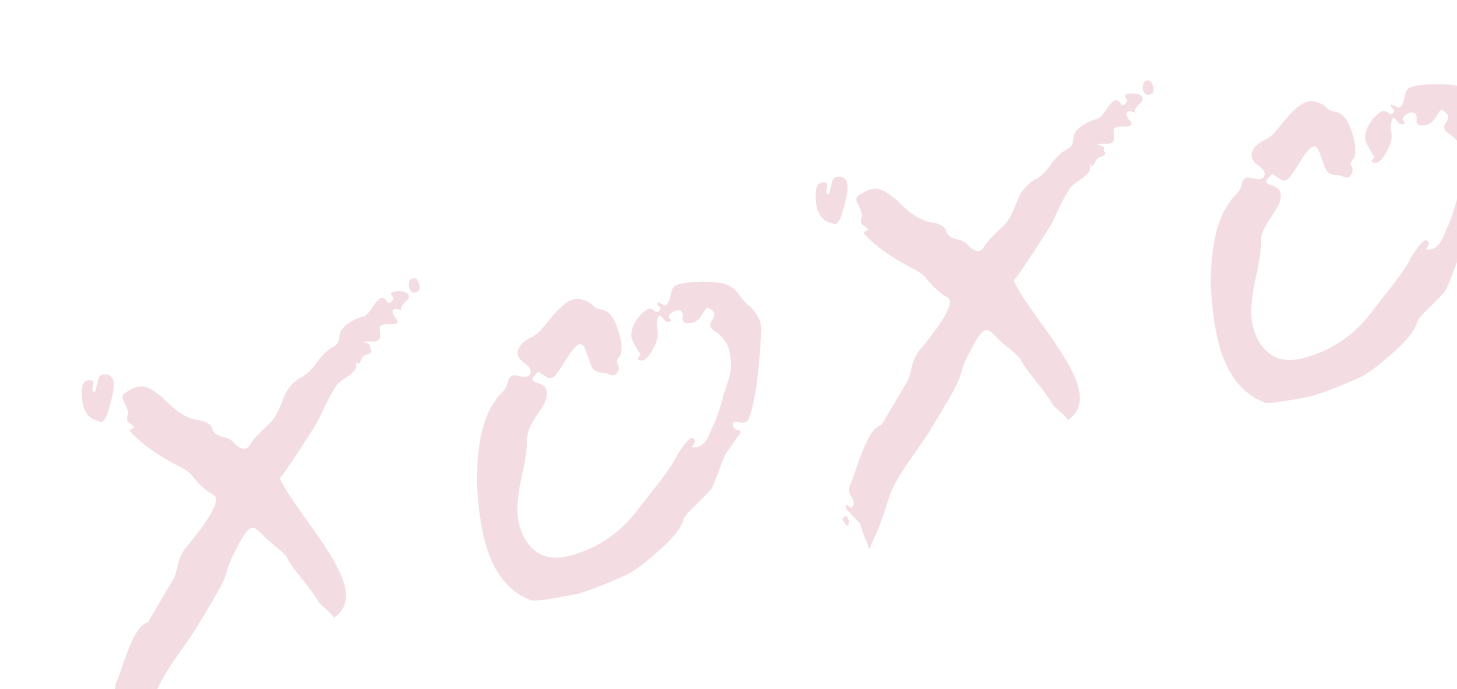 Stylized, handwritten pink text spelling 'XOXO' on a black background.