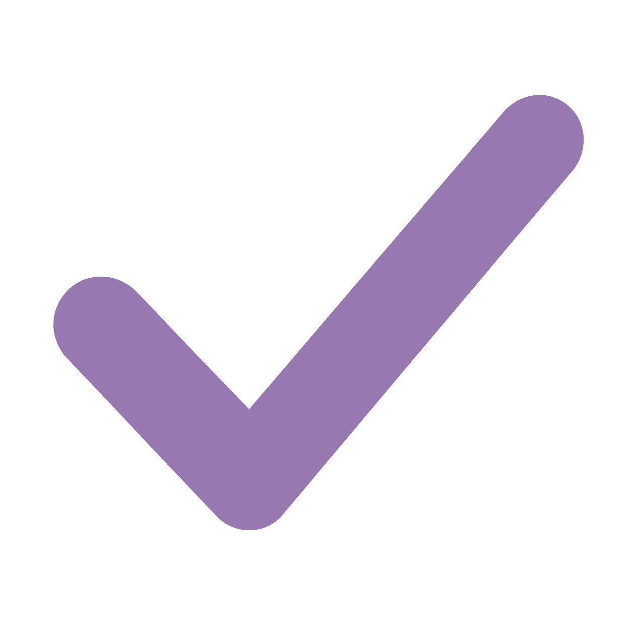 Large purple checkmark symbol on a black background.