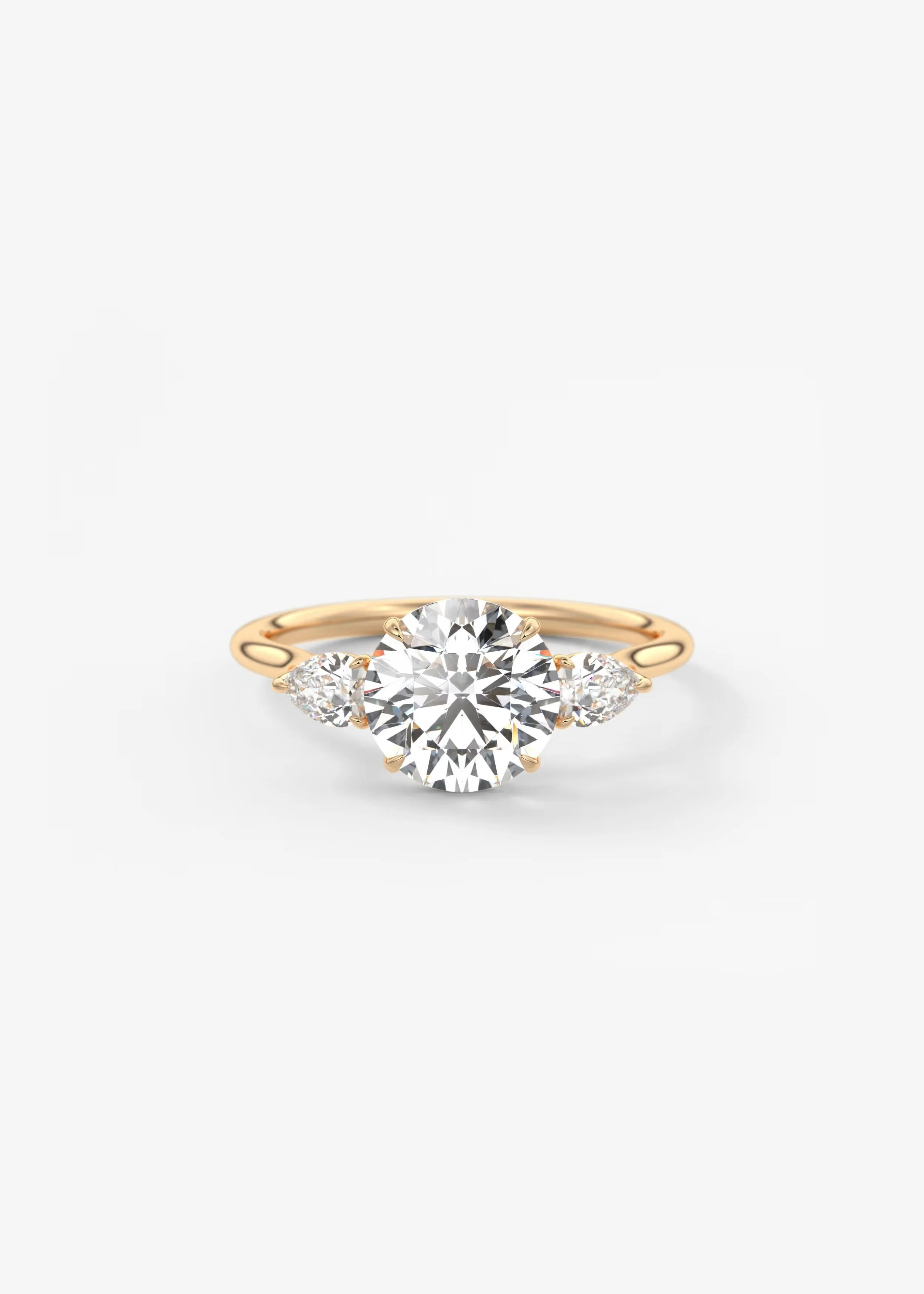 Goldring mit einem großen, runden Diamanten im Solitär-Design.