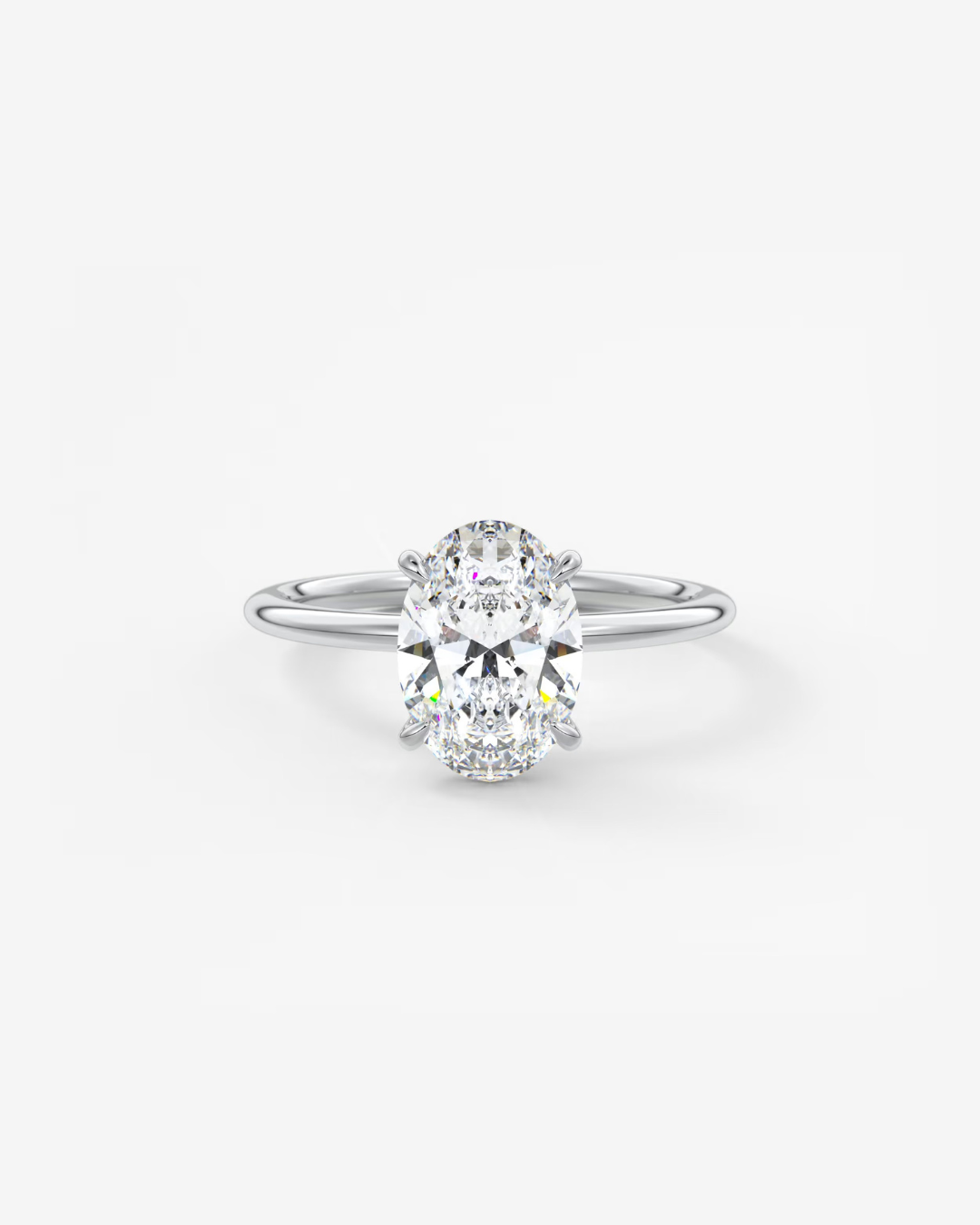 Verlobungsring mit ovalem Diamanten in Platin, Solitär-Fassung