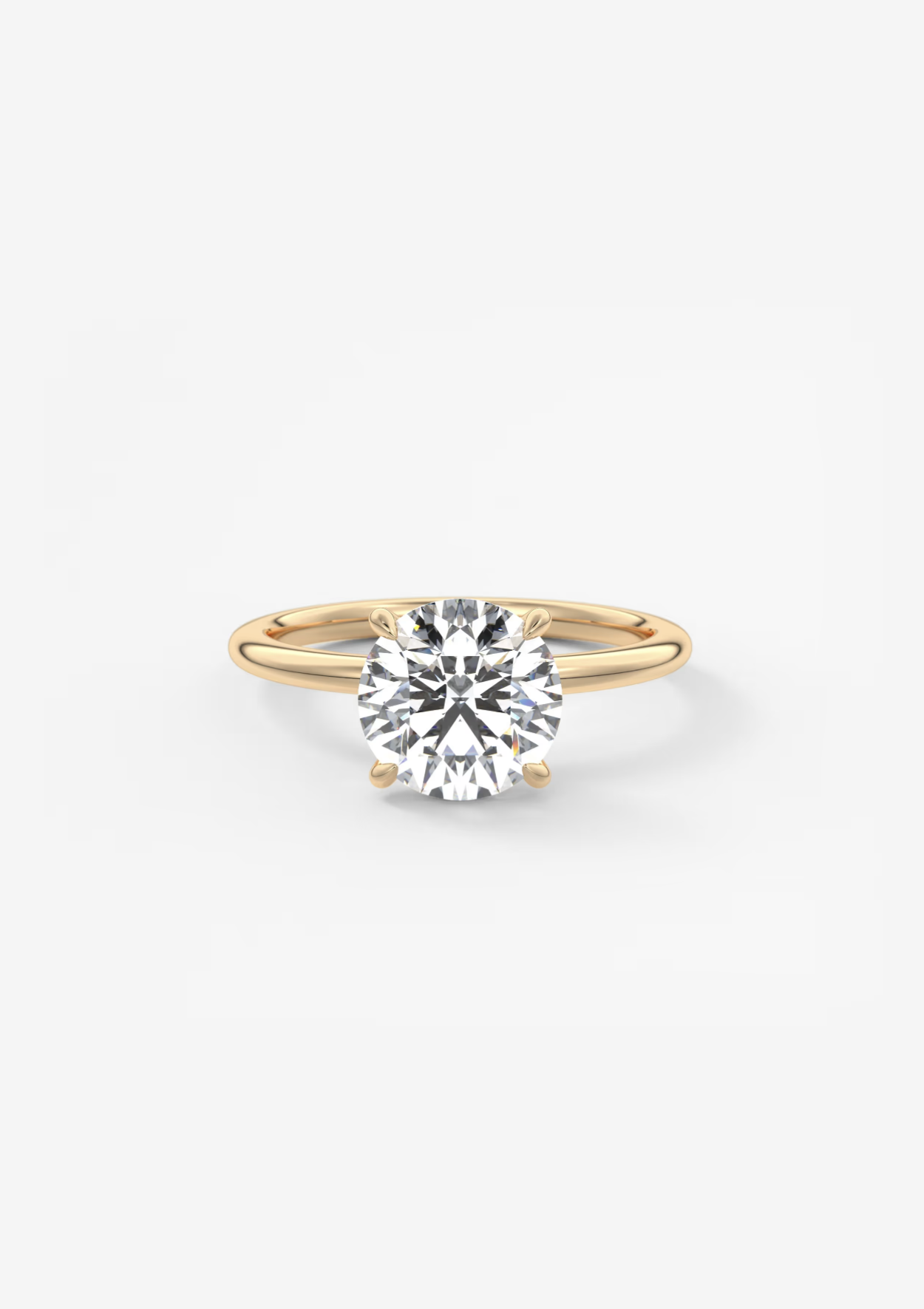 Goldring mit einem großen, runden Diamanten im Solitär-Design.