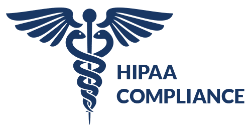 HIPAA compliance logo with caduceus symbol and the words 'HIPAA COMPLIANCE'