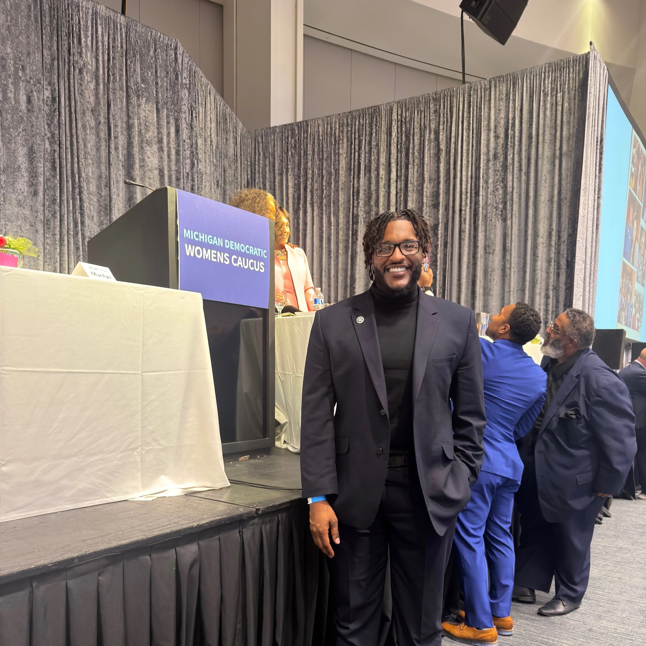 DeNiro Jones at the Michigan Democratic Women’s Caucus convention.