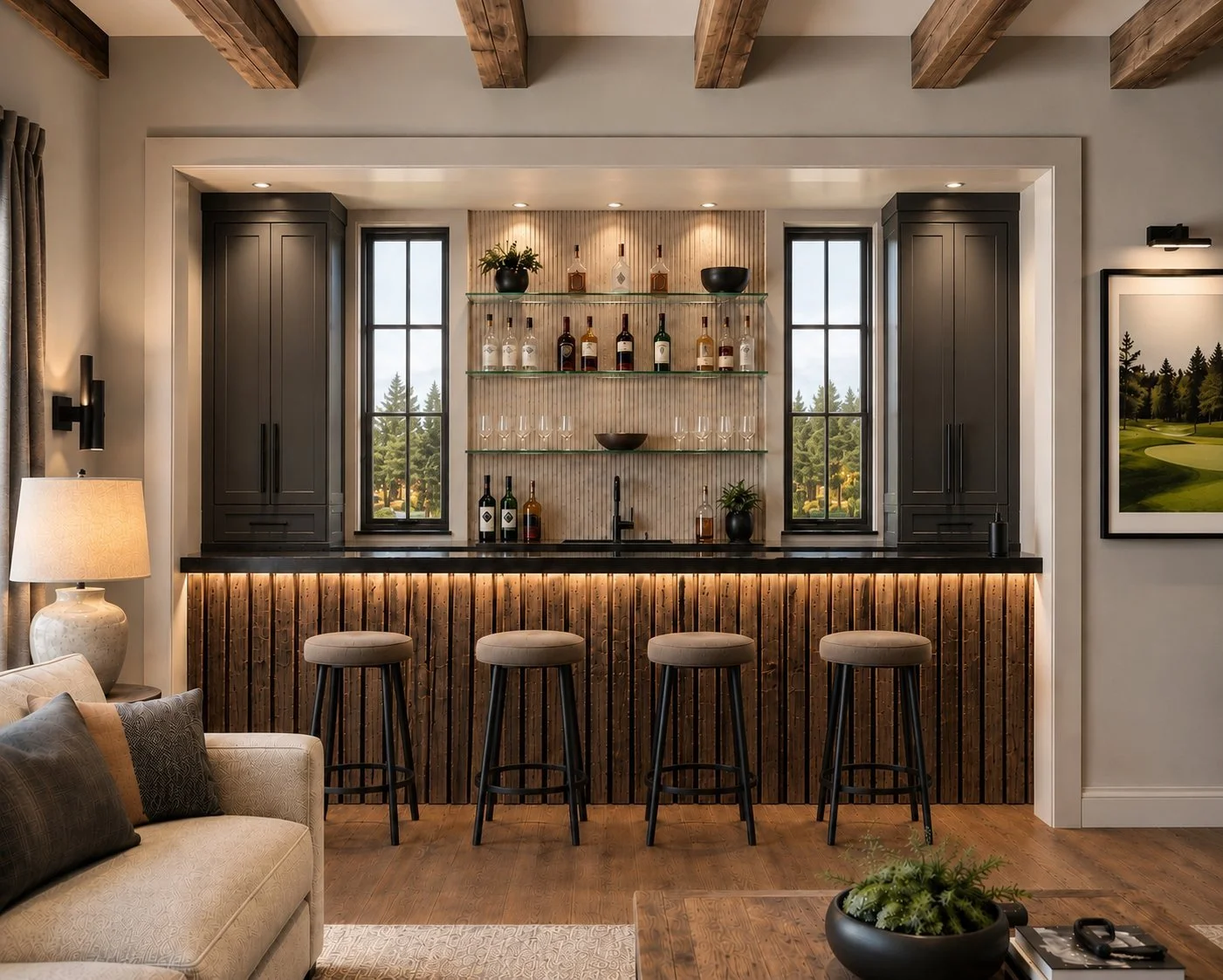 Custom home bar at 3150 Glengold Dr.