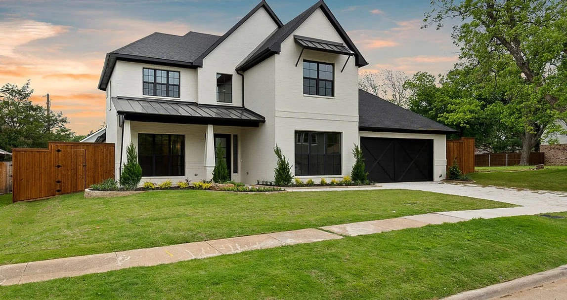 Front exterior of 2525 Danny Lane custom home in Farmers Branch, Texas