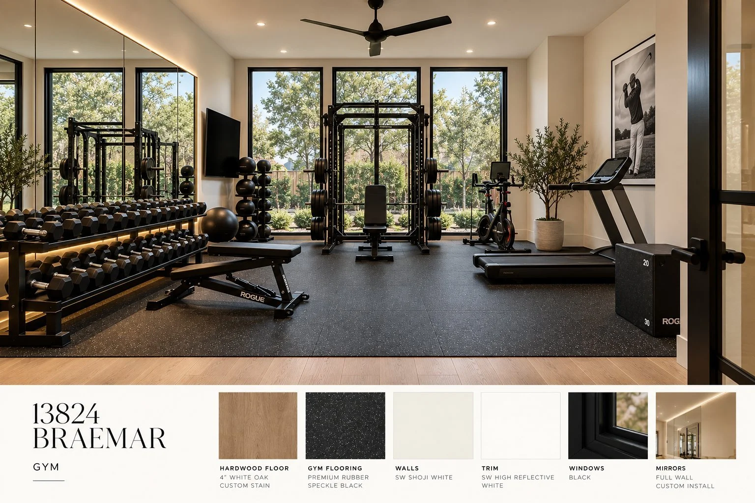 Architectural rendering of Home gym design proposed for 13824 Braemar Dr in Dallas, Texas.
