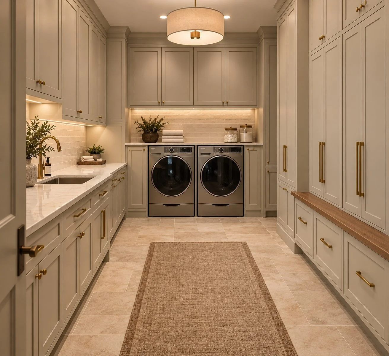 Architectural rendering of Laundry room cabinetry and appliances proposed for 13824 Braemar Dr in Dallas, Texas.