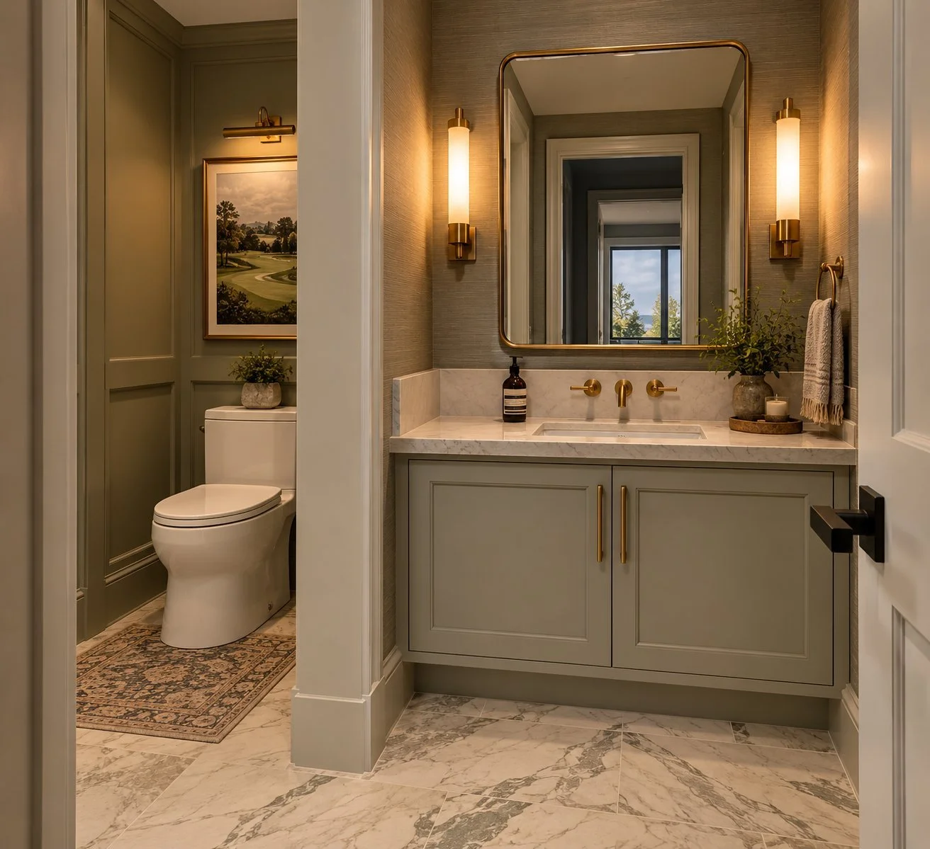Architectural rendering of Powder room vanity proposed for 13824 Braemar Dr in Dallas, Texas.