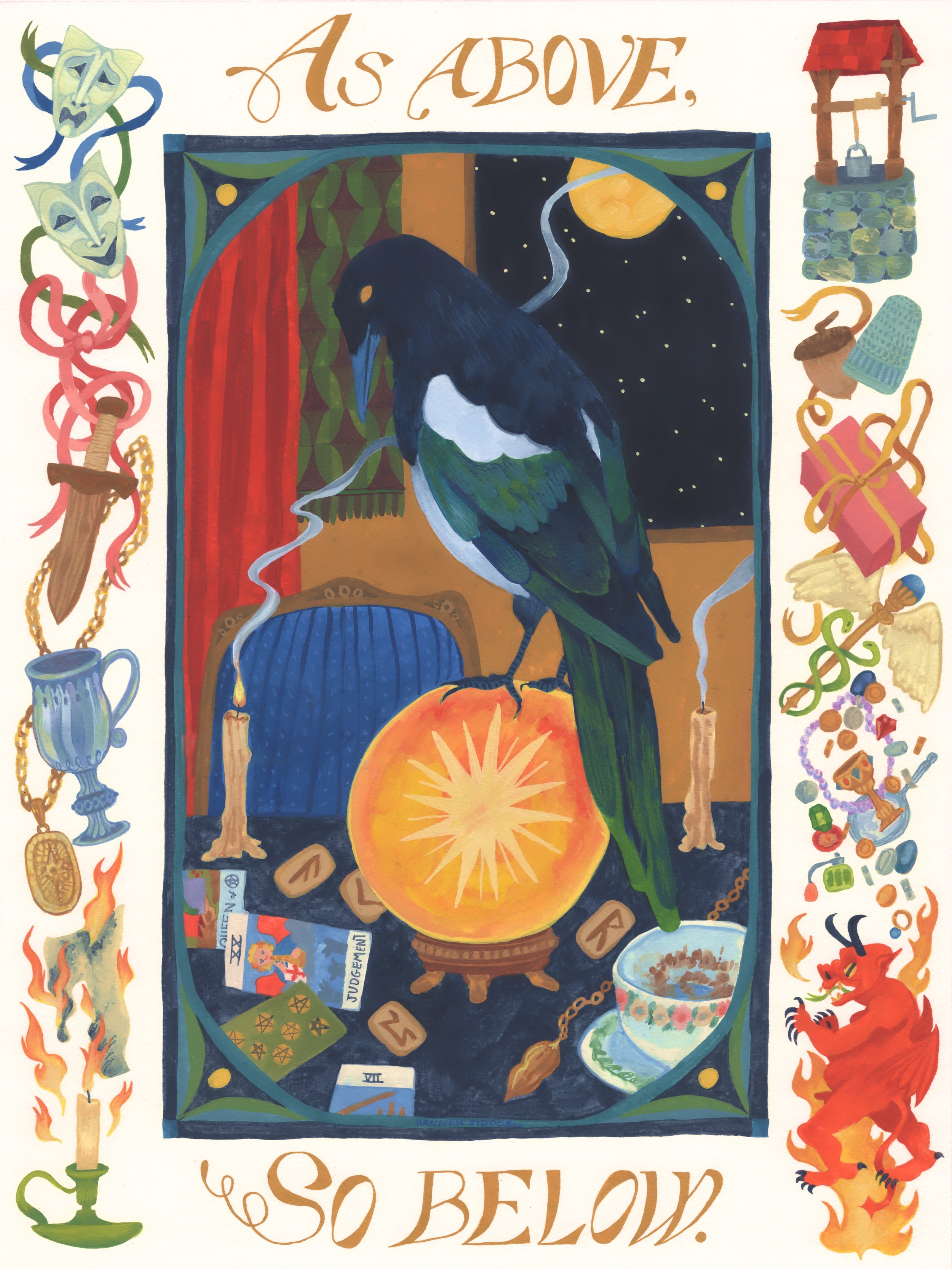 "The Magpie" gouache, 2026