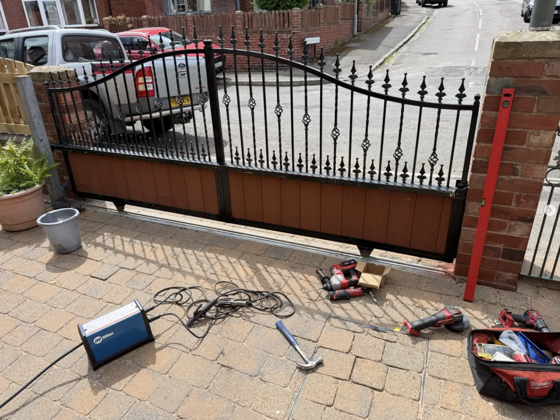 Rolling gates repaired and modified at a domestic residence by Wells Engineering & Metal Fabrication Ltd