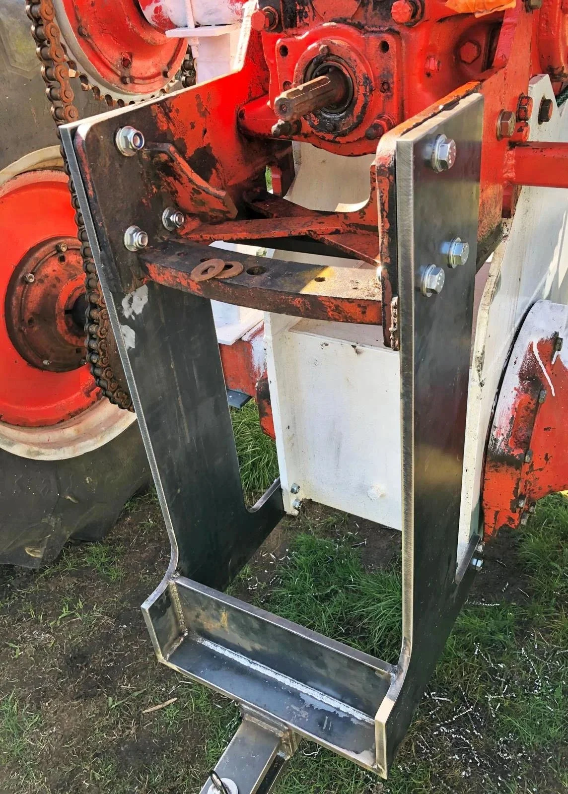 A bespoke steel attachment fabricated for agricultural application