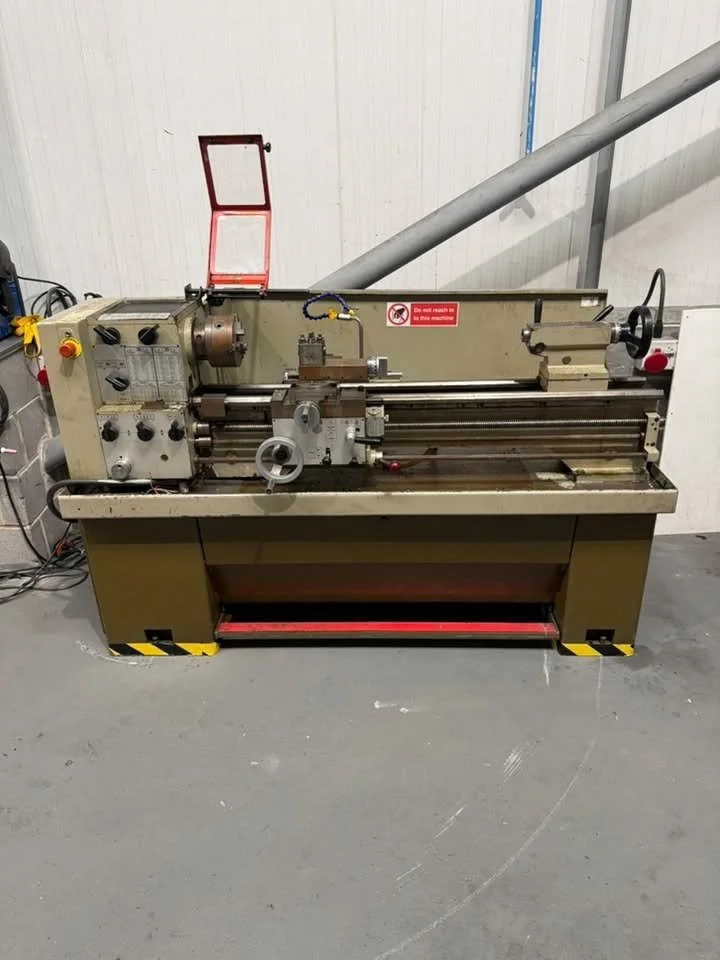 Metalwork lathe used for turning.