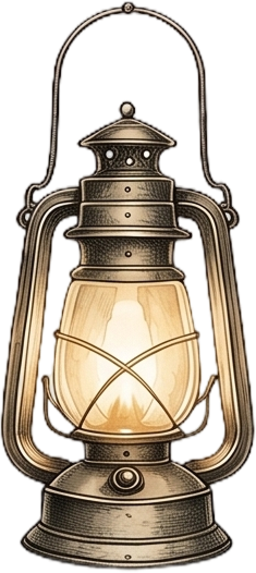 Vintage metal lantern with a glowing light inside