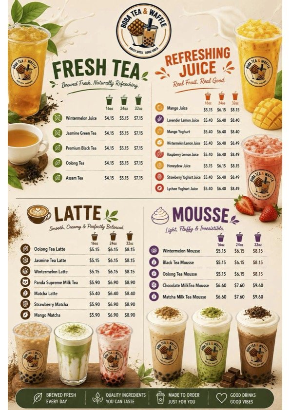 Boba Tea &amp; Waffle Fresh Tea