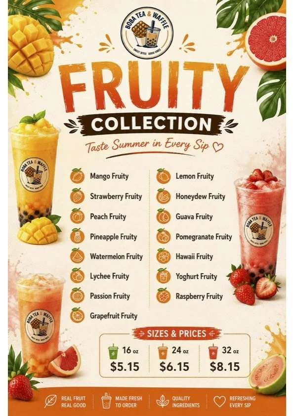 Boba Tea &amp; Waffle Fruity