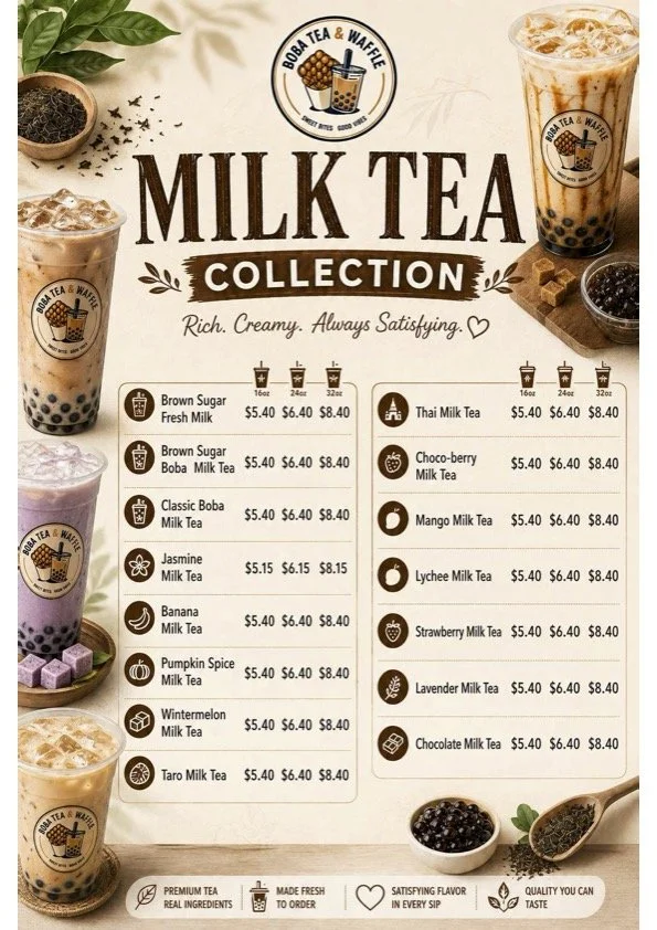 Boba Tea &amp; Waffle Milk Tea