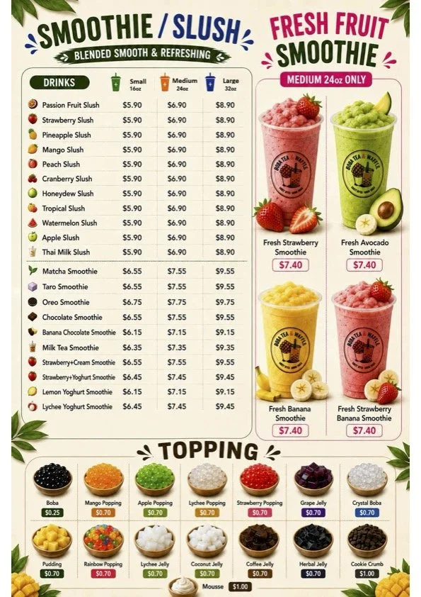 Boba Tea &amp; Waffle Smoothies