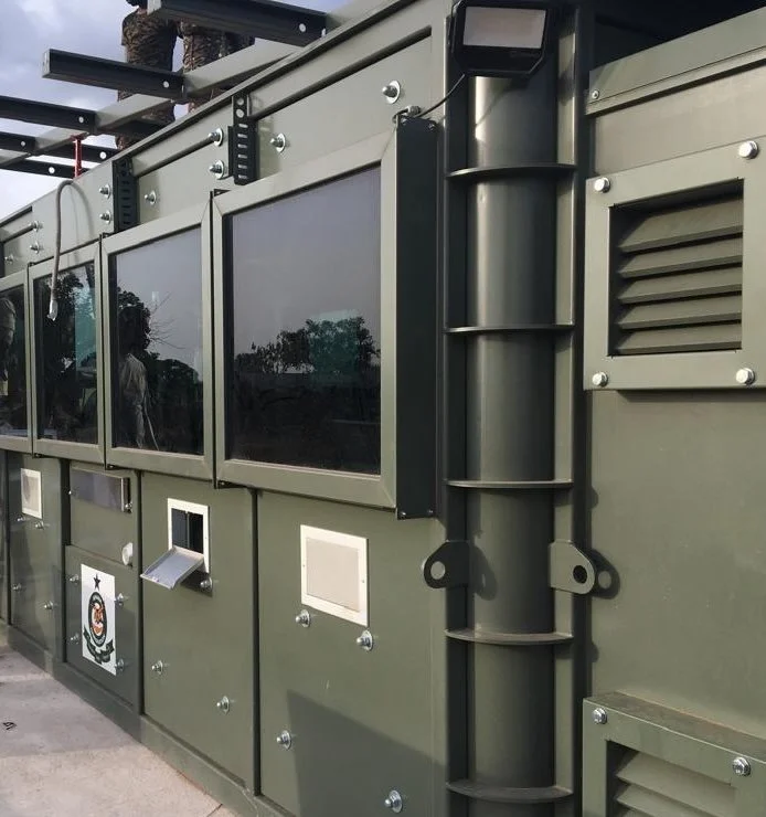 Portable ballistic cabin - Solar Power & Cellular/SATCOM, off-grid capable with resilient data export links