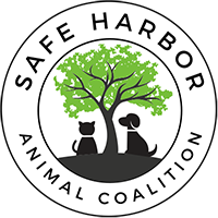 Logo of Saffle Harbor Animal Coalition featuring a tree with green leaves and two dogs sitting underneath.