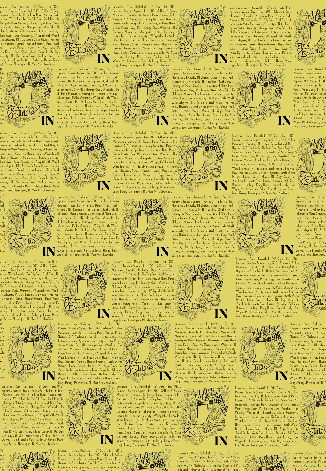 INdiana on Yellow Gift Wrap