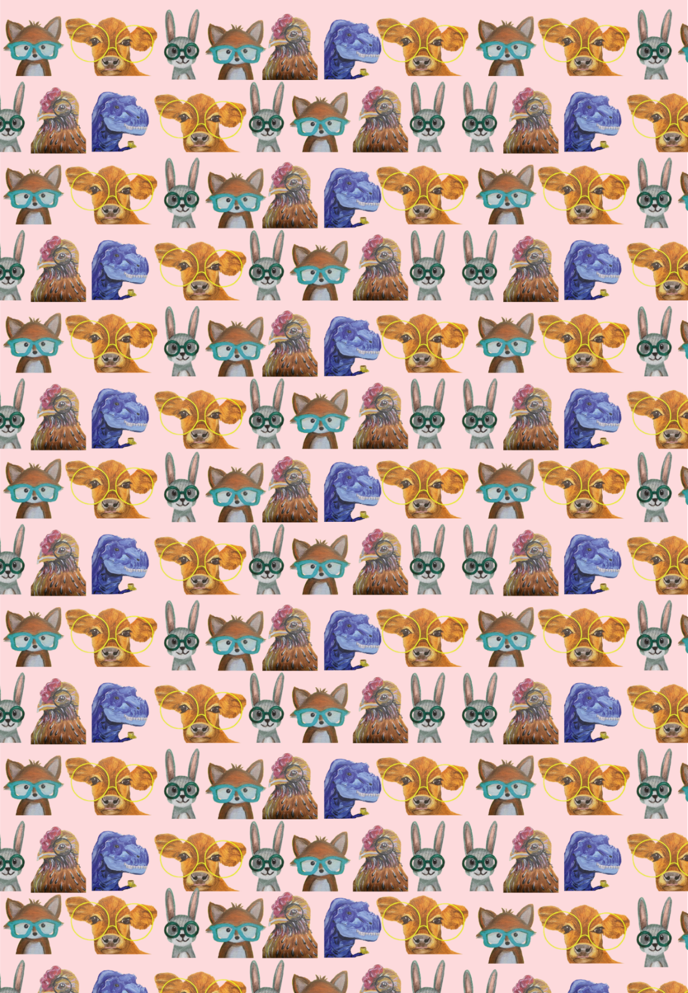 Animals on Pink Gift Wrap