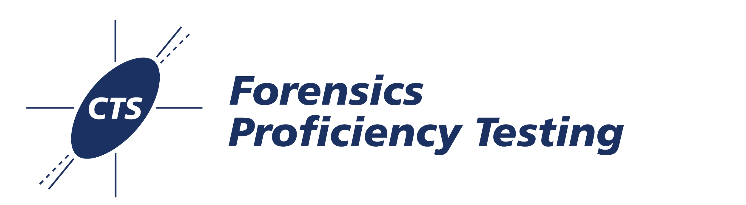 Logo of CTS Forensics Proficiency Testing with a blue oval and lines radiating outward.