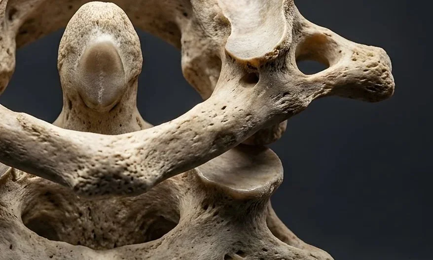 An image of a human pelvis against a dark gray background.