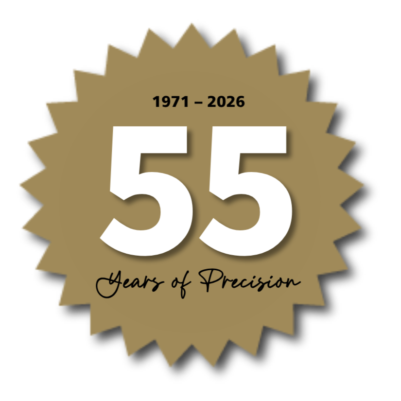 Image of a seal reading, '1971 – 2026 55 Years of Precision."