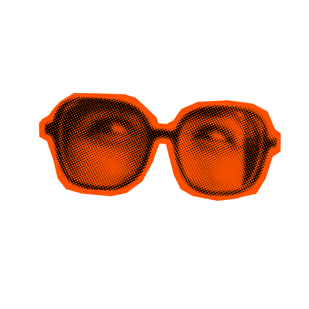 Graphic in orange and black of eyeglasses with a button titled CHOOSE that goes to membership and office options at The Wedge.