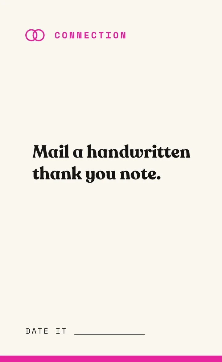 Mail a handwritten thank you note prompt card