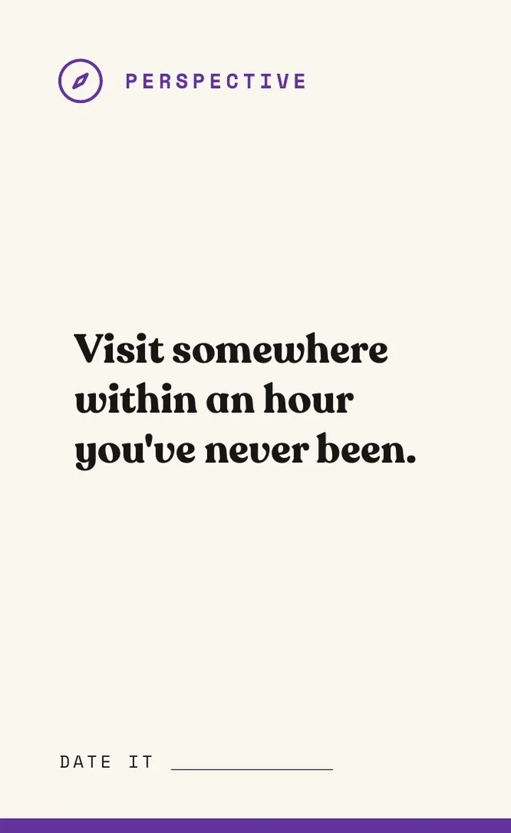 Visit somewhere within an hour prompt card