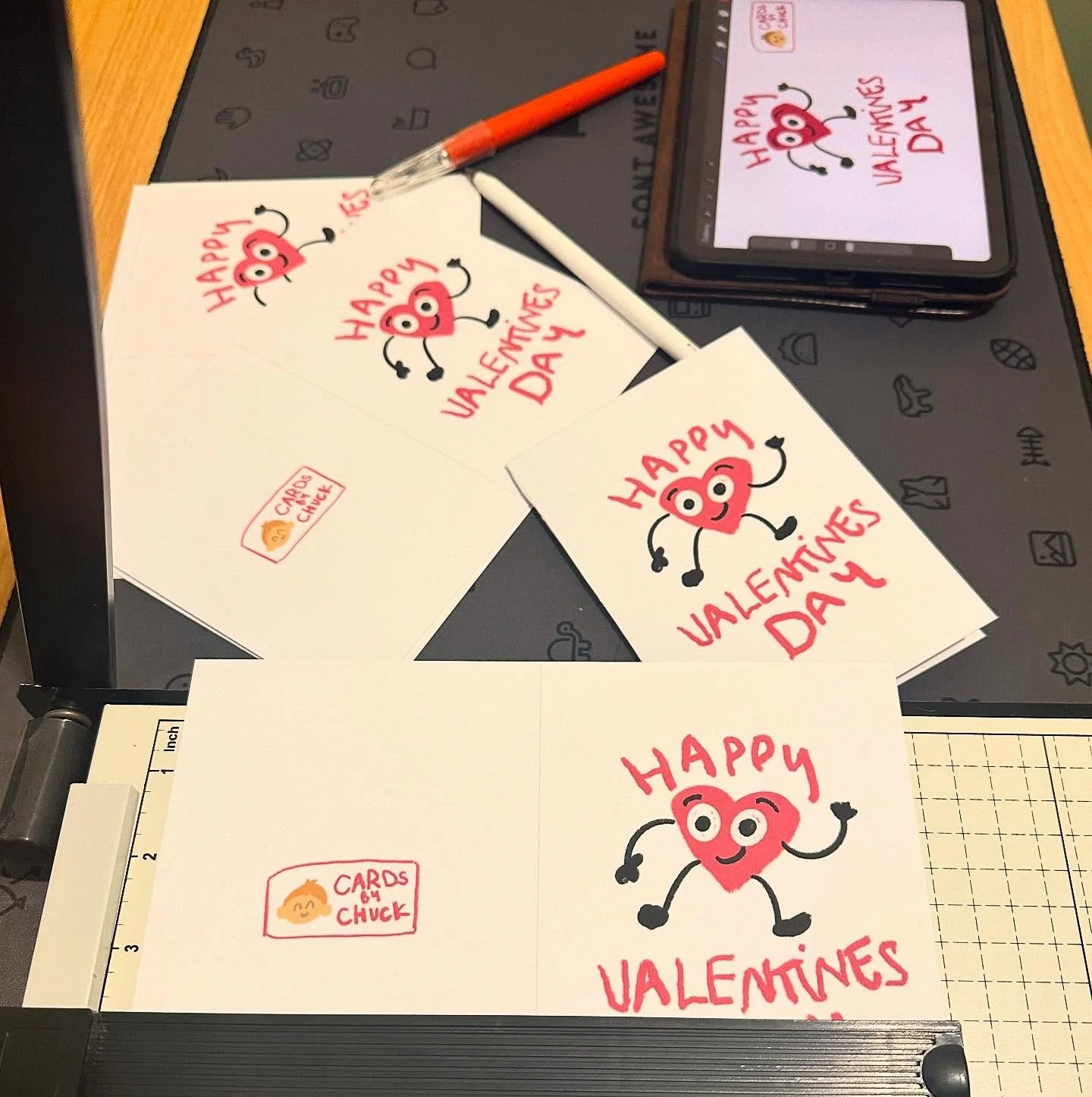 I&rsquo;ve been teaching Chuck how to use Procreate and he&rsquo;s loving it, I can&rsquo;t believe how quickly he has picked up the basics. We decided to make some fun little Valentine&rsquo;s cards for him to take to tomorrow&rsquo;s party at schoo