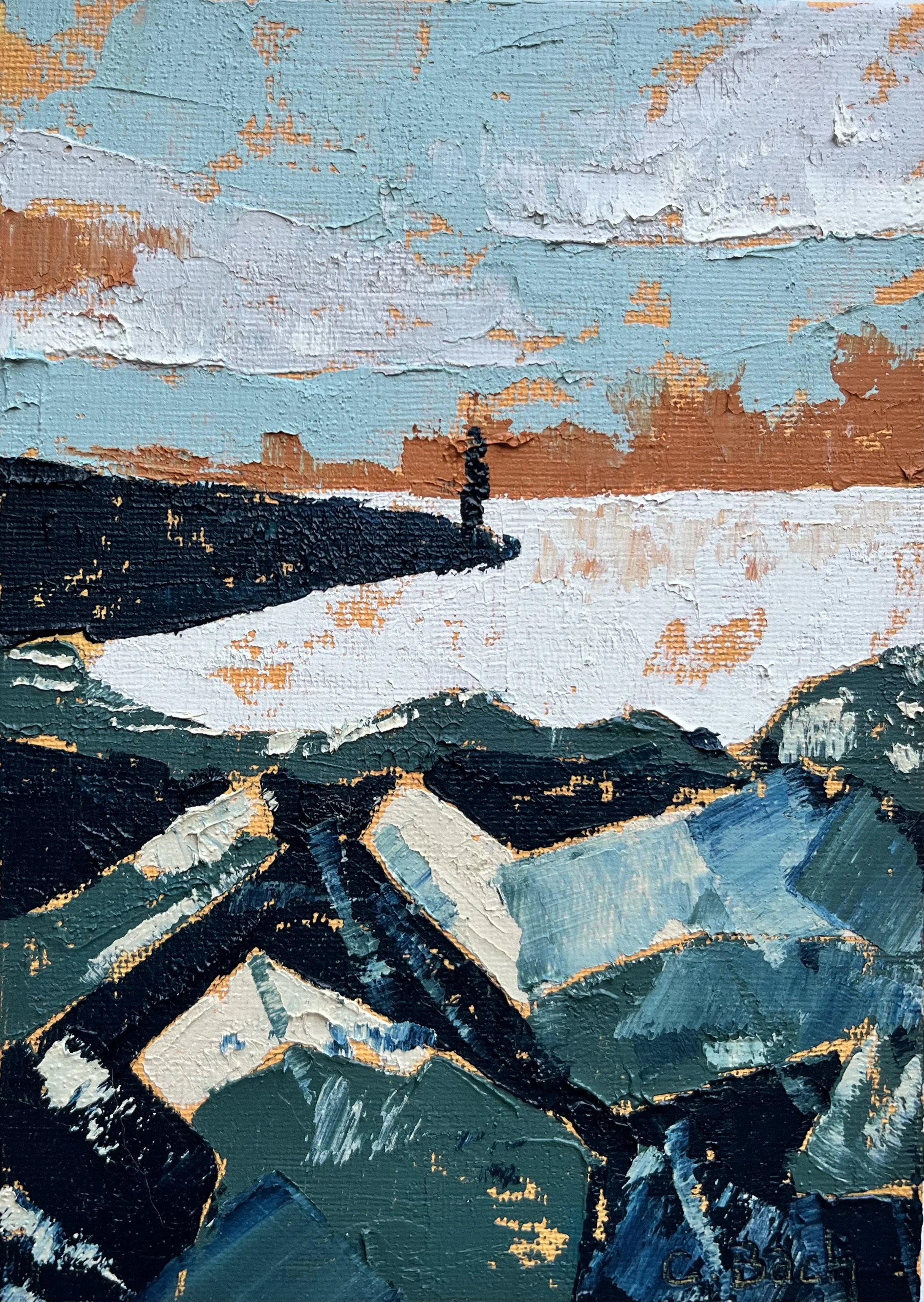 Southsea Rocks - Oil on Canvas Board- 17.8x12.7cm