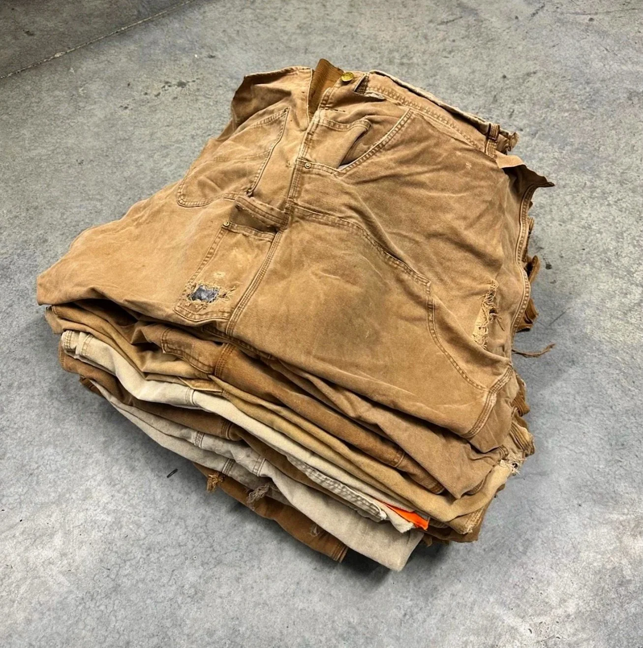 Salvaged Carhartt. 

We&rsquo;ve been collecting a lot of worn vintage Carhartt canvas pieces and salvaging as many sections as we can.  The usable panels will be cleaned, repaired, reinforced, and worked back into the BLKBURN collection as contrasti