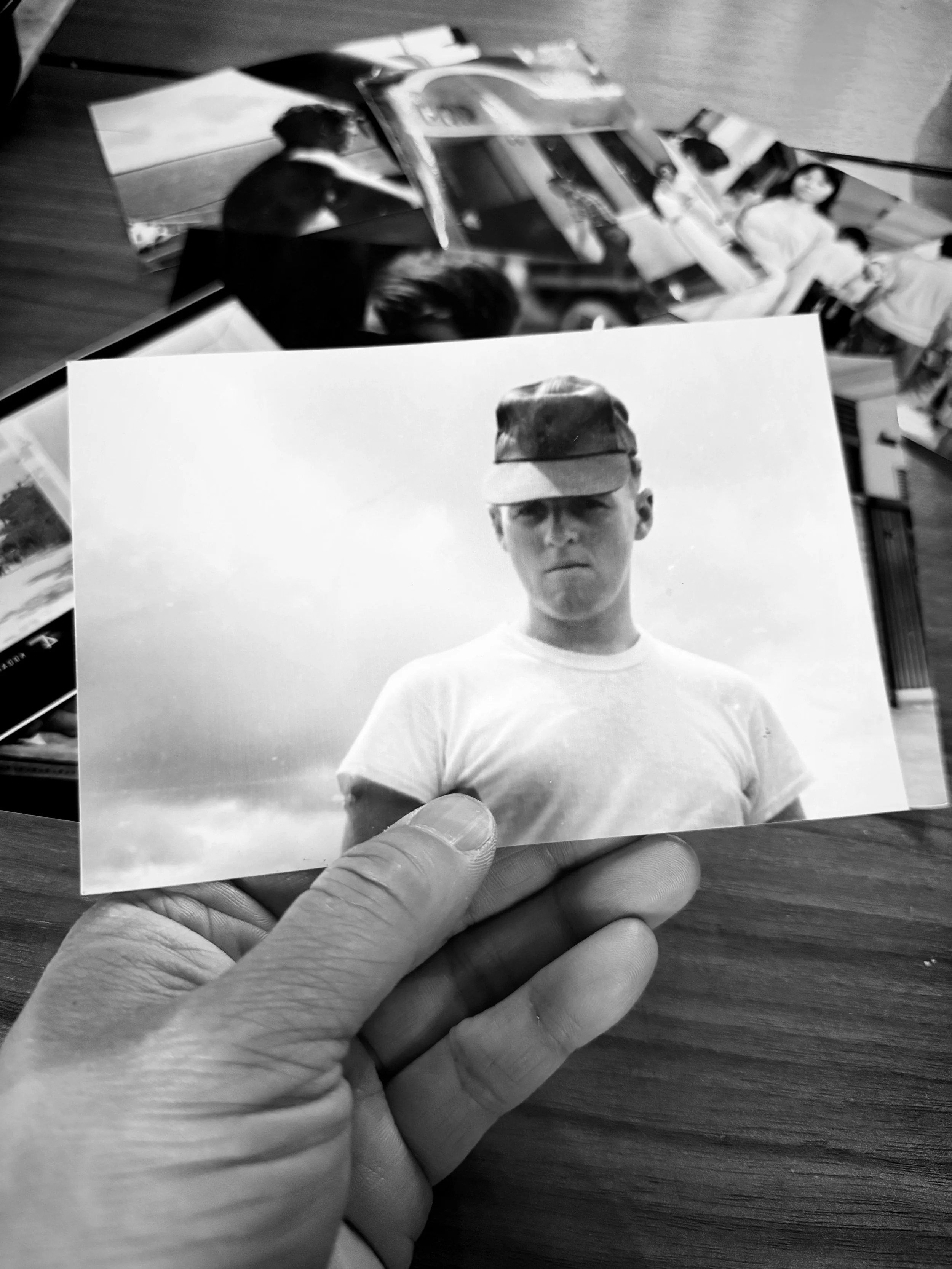 Every collection has a starting point.  For BLKBURN, it was this photograph.

An unknown American serviceman wearing nothing more than a field cap and a white T-shirt&mdash;proof that character doesn&rsquo;t come from styling, but from the life alrea