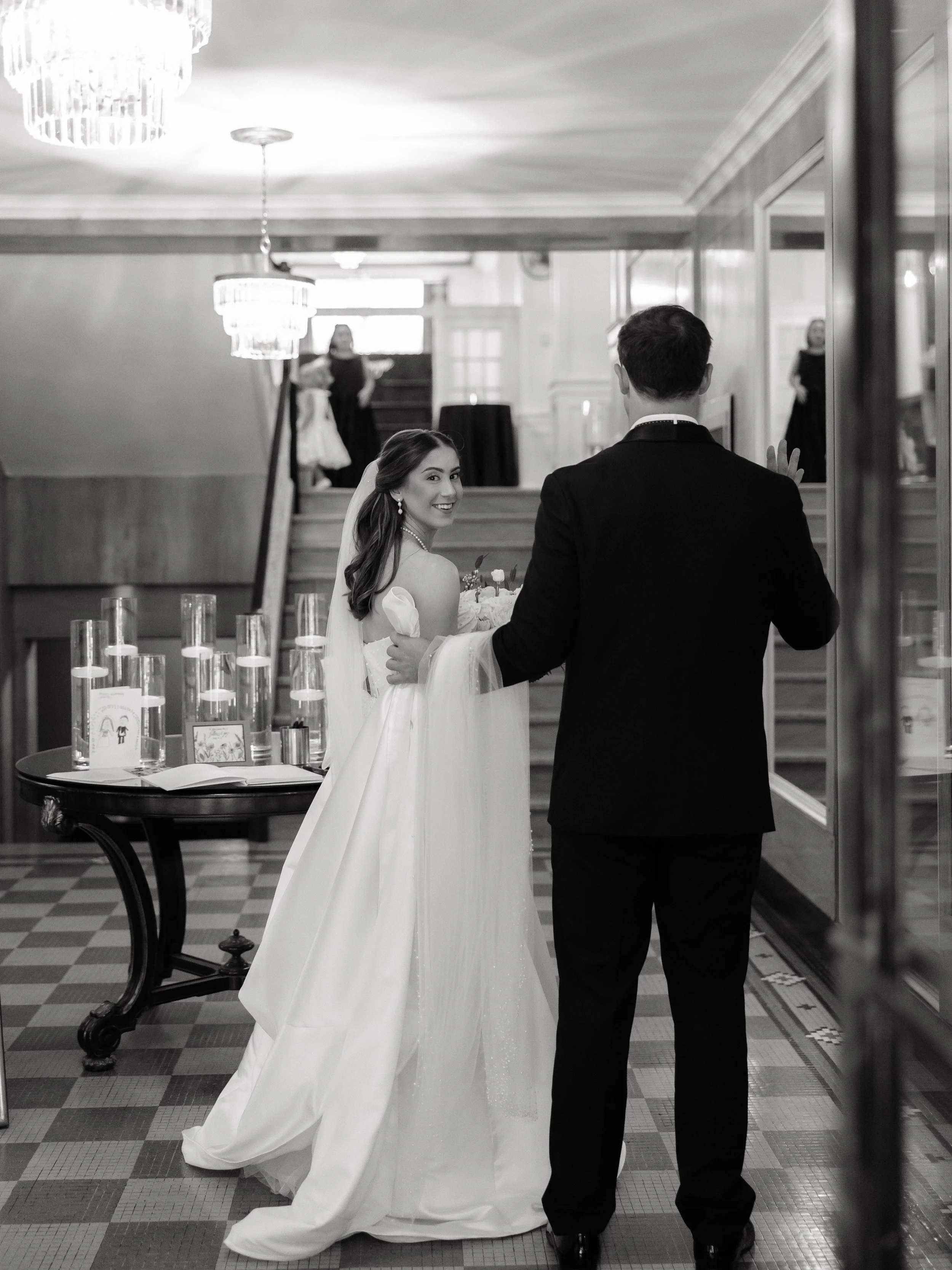 Black &amp; white moments from Lilly &amp; Austin's day 🤍

Photographer: @morganlambphotos 
Videographer: @hugo_house_ 
Florals: @poppiesfloral 
Caterer: @cabarrus_cooking_co 
DJ: @splitsecondsound 
Cake/Desserts: @thesweetlifenc 
Decor: @polishedev
