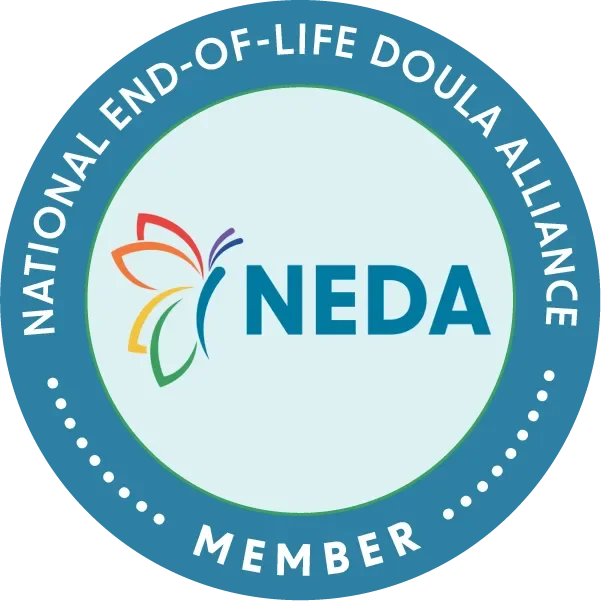 NEDA logo with a butterfly and the text 'National End-Of-Life Doula Alliance Member' around the circle.