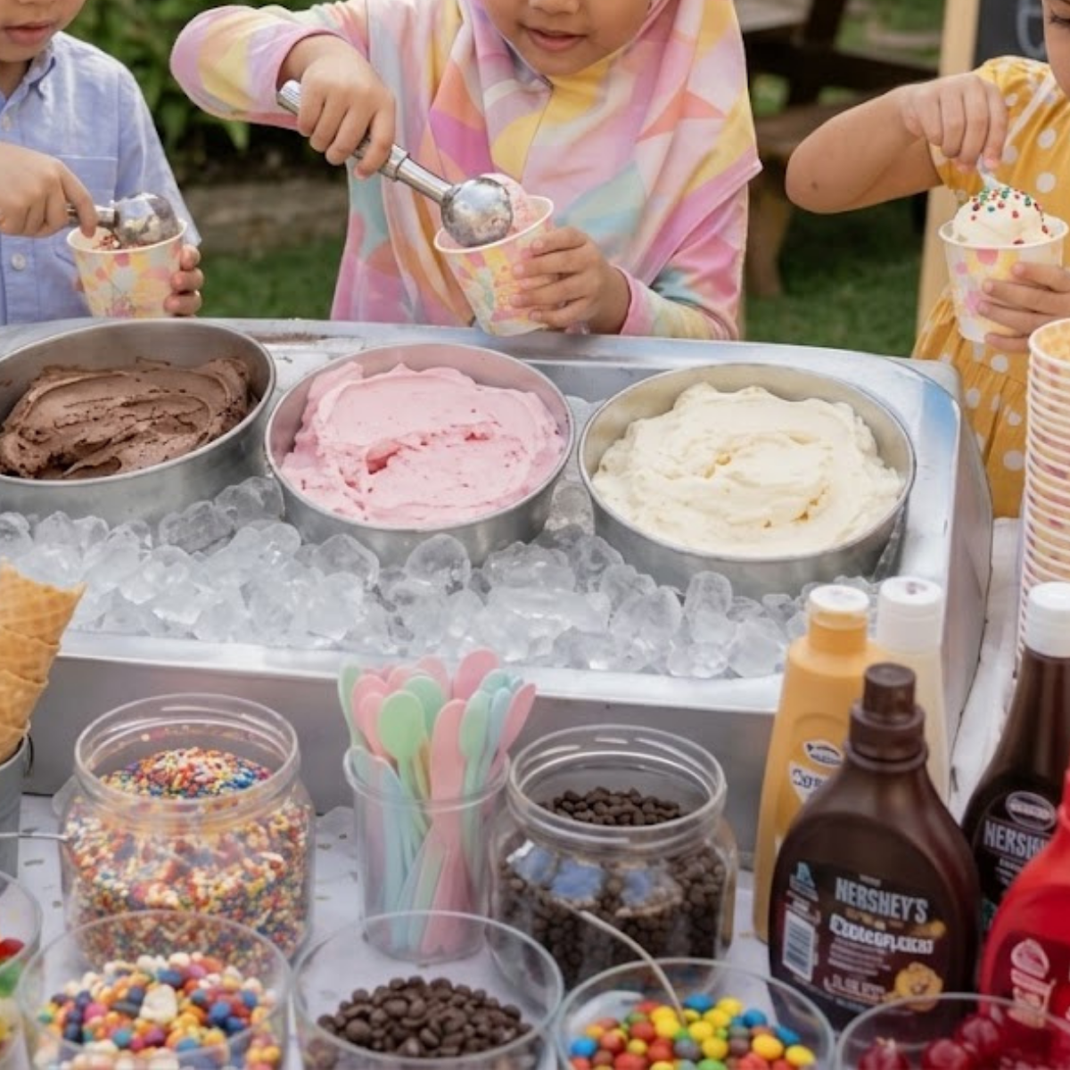 kids party halal custom diy ice cream booth
