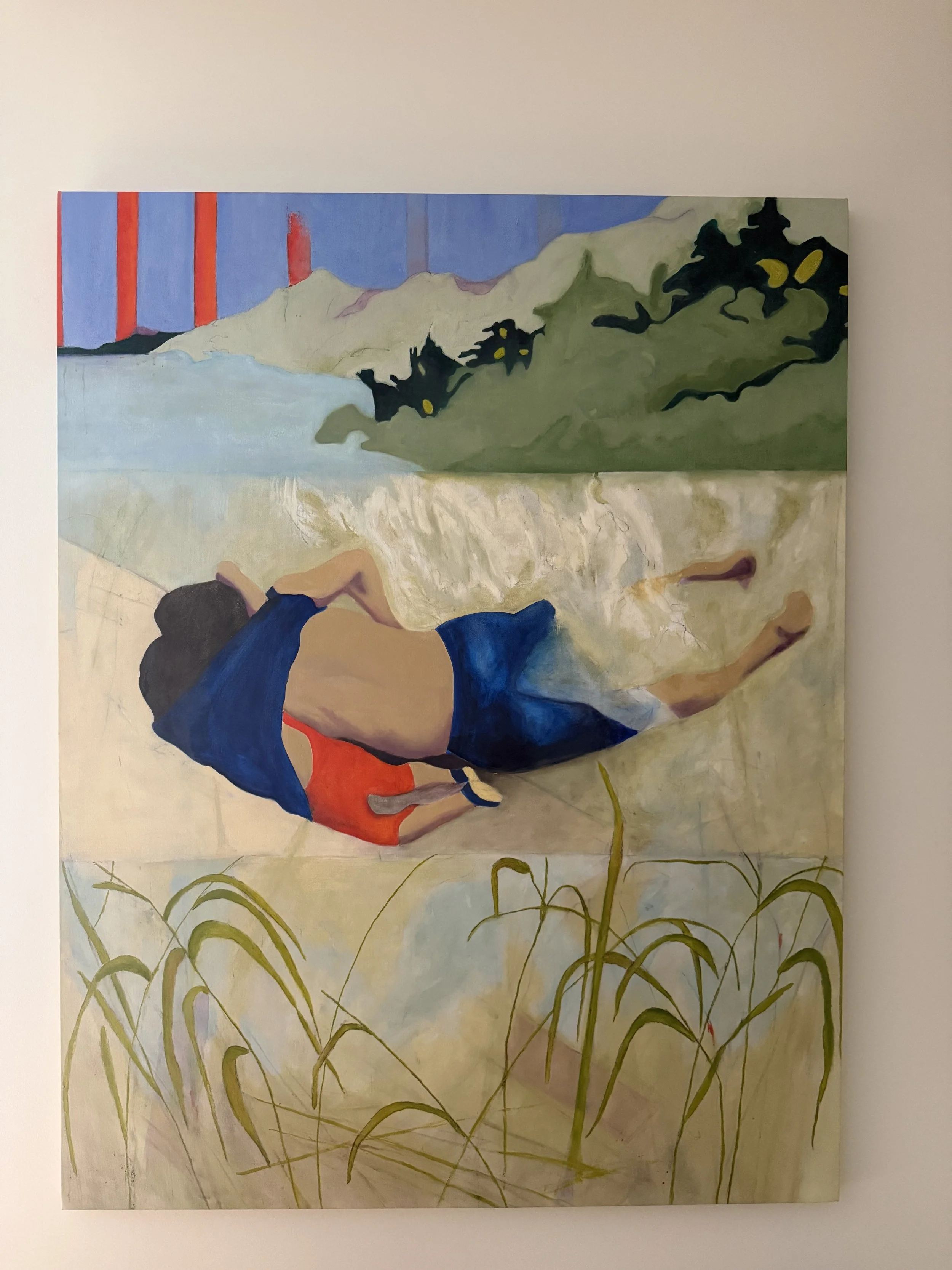 Oscar Ramirez crossing the Rio Grande, 44" x 60"