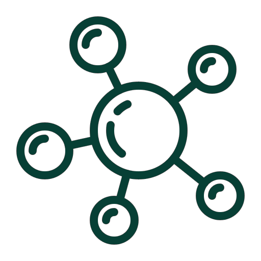 Simple diagram of a molecule with a central atom connected to five other atoms.