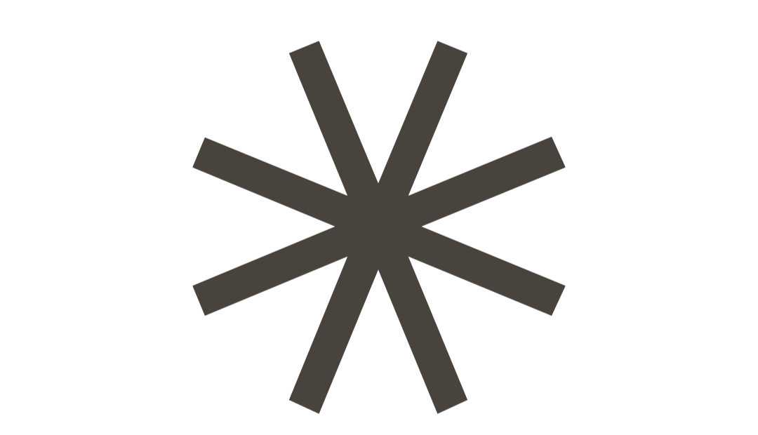 A six-pointed star-shaped graphic with black lines radiating from the center on a transparent background.