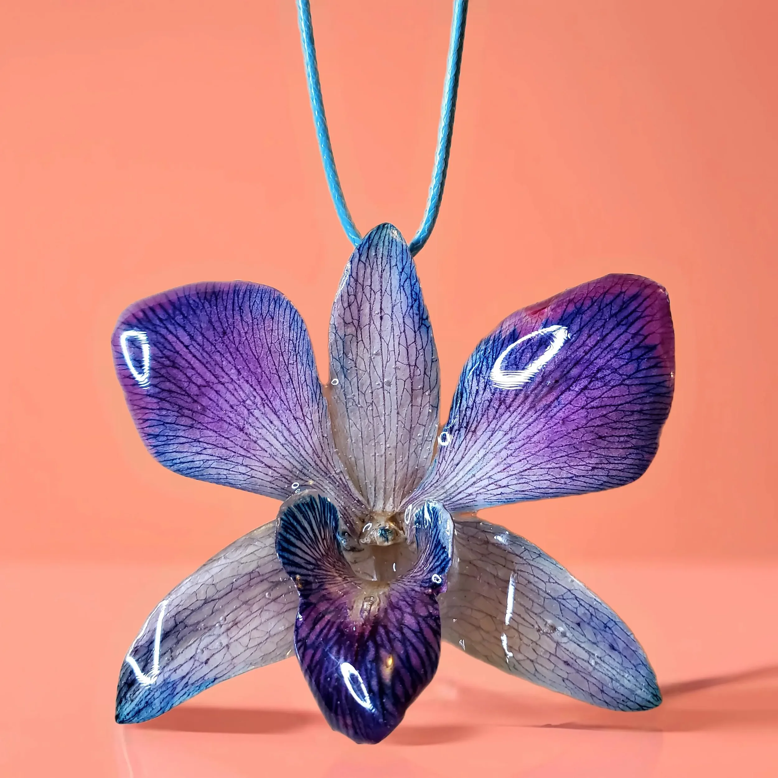 Real Dendrobium Orchid Necklace-Purple 2